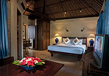 A view of a blue style room