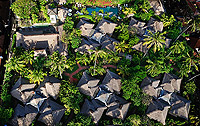 Aerial shot of cottages